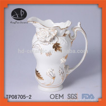 Novo produto de cerâmica em relevo ouro laço chá pote e chaleira set teapot